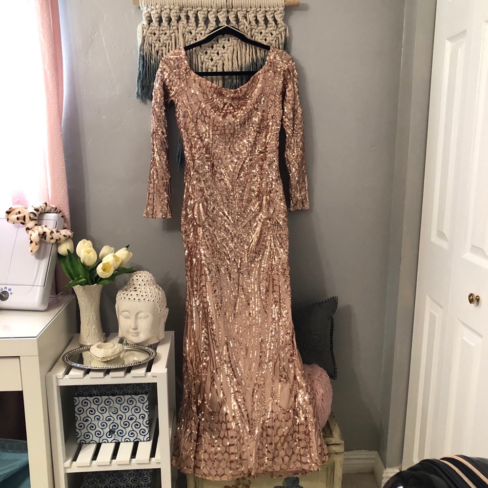 Fashion Nova rose gold sequin dress